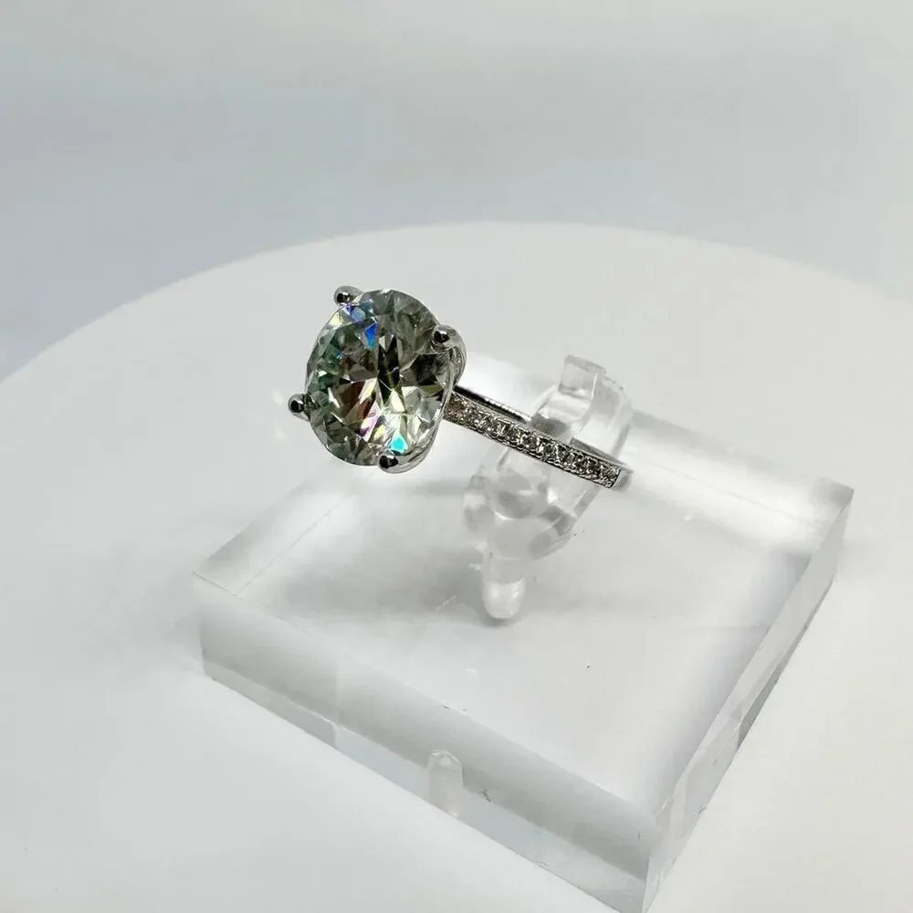 Moissanite Diamond Ring 3 Ct Engagement Wedding Round Cut Solitaire GRA Size 10